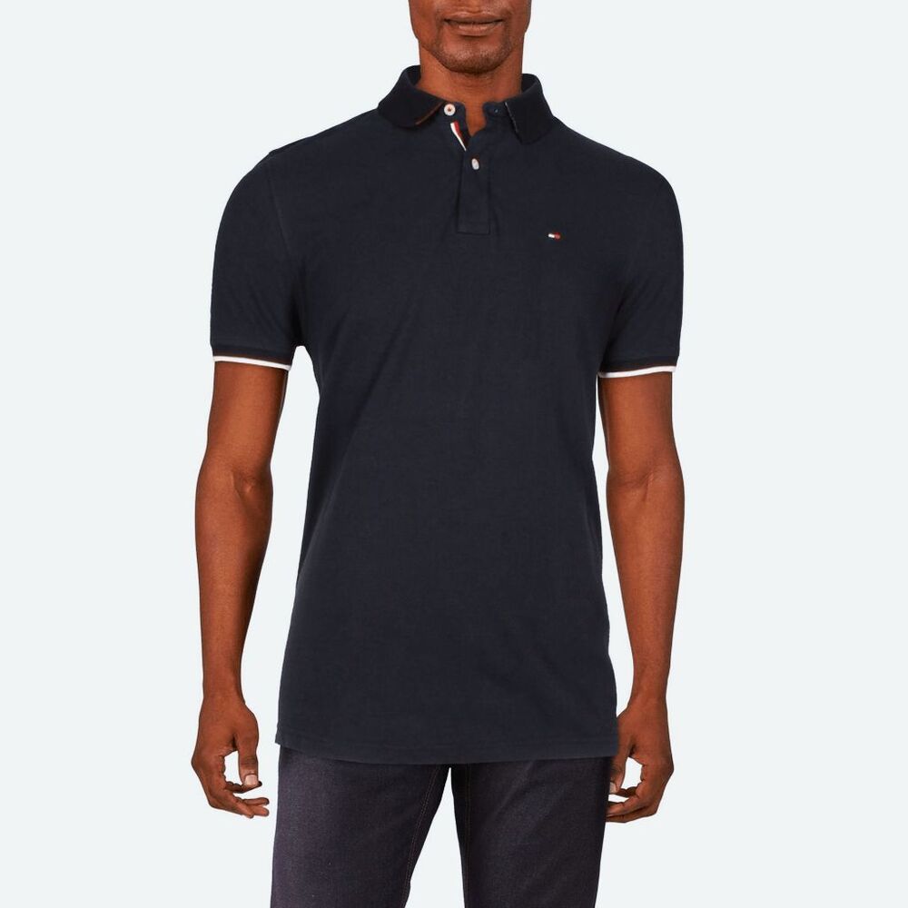 Tommy Hilfiger Men's Sanders Custom-Fit Polo Shirt - Sky Captain XXL